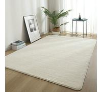 ZXGGASG Fluffy Beige Shag 71x79in Soft Carpet for Bedroom Living Room Non Slip Polyester Area Rug with Short Pile