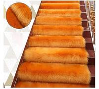 ZXGGASG Fluffy Non-Slip Stair Treads Self-Adhesive Carpet Runners Soft Fuzzy Indoor Mats 7PCS Staircase Protection Pads - Golden Camel (24x60cm/9.4x23.6in)