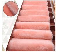 ZXGGASG Fluffy Non-Slip Treads Self-Adhesive Carpet Mats Soft Fuzzy Stair Runners Indoor Staircase Protection Light Pink - 3PCS (24x80cm)