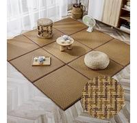 ZXGGASG Japanese Floor Mat Foldable Non-Slip Futon Mattress Summer Rattan Area Rug with Storage Bag Ideal Crawling Playmat for Living Room Bedroom (Pattern D x 65cm Set of 8)