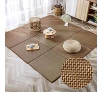 ZXGGASG Japanese Floor Mat Set Summer Non-Slip Folding Futon Mattress Rattan Area Rug with Storage Bag for Living Room Bedroom 8 pcs Playmat (Pattern C x 65cm)