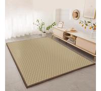 ZXGGASG Japanese Rattan Rug Mat - 1.8cm Thick Anti-Slip Breathable Carpet for Bedroom Living Room Yoga Crawling Games Comfortable Lunch Break Home Decor