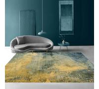 ZXGGASG Large Washable Area Rug for Living Room and Bedroom Anti-Slip Abstract in Dark Navy Blue Teal Green Ochre Yellow x 180 cm Square Home Decor