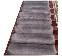 ZXGGASG Non-Slip Fluffy Treads Carpet Self-Adhesive Stair Runners Soft Fuzzy Indoor Mats Grey Staircase Protection | 7PCS 27x60cm (10.6x23.6in)
