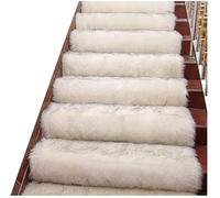 ZXGGASG Non-Slip Fluffy Treads Carpet Soft Self-Adhesive Runners Indoor Stair Mats for Protection | 3PCS White Grey (27x70cm)