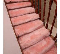 ZXGGASG Non-Slip Soft Shaggy Carpet Treads, Fluffy Indoor Staircase Rugs Wooden Self-Adhesive Washable Stair Runners, Safety Grip Mat for Steps