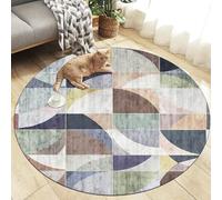 ZXGGASG Round Area Rug cm Soft Machine Washable Short Pile Minimalist Gray Green Brown Carpet for Living Room Bedroom Kitchen - Stylish and Home Decor