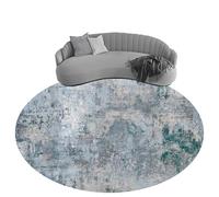 ZXGGASG Round Area Rug Dark Green Light Blue Grey White Ø 200 cm Washable Anti-Slip Circle Floor Mat for Living Room Bedroom Office Decor