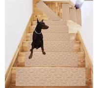 ZXGGASG Self-Adhesive Non-Slip Carpet Treads for Kids, Elders Pets Pack Removable Reusable Stair Mats in Stone-Beige Enhance Safety & Style