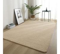 ZXGGASG Solid Color Rug for Bedroom Living Room Soft Fluffy Area Carpet 47x79in L Beige Shag Short Pile Non Slip Polyester Material
