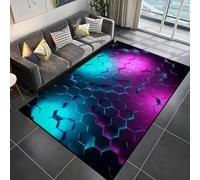 ZXGGASG Super Cozy Gamer Carpet for Boys Bedroom and Living 3D Visual Cool Lines Pattern Geometric Theme Game Room Decor Non Slip Washable Teen Kids Gaming Rug (Black 40x60cm)