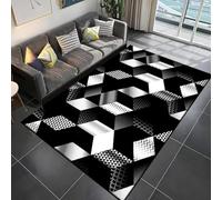 ZXGGASG Super Cozy Gamer Carpet for Boys Bedroom Living 3D Visual Cool Lines Pattern Geometric Theme Game Room Decorative Rug Non Slip and Washable Teen Kids Gaming Mat (Black40x60cm)