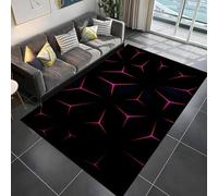 ZXGGASG Super Cozy Gamer Carpet for Boys Bedroom Living 3D Visual Cool Lines Pattern Geometric Theme Game Room Decorative Rug Non Slip Washable Teen Kids Friendly (Black40x60cm)