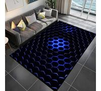 ZXGGASG Super Cozy Gaming Rug for Boys Bedroom Living Non Slip and Washable 3D Visual Cool Lines Pattern Geometric Theme Game Room Decor Teen Kids Carpet (Black 40x60cm)