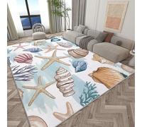 ZXGGASG Vintage Starfish Coral Shaggy Area 120x170 cm Non Slip Washable Living Room Bedroom Carpet Coastal Nautical Home Decor Rug with Soft Texture and Easy Maintenance Ideal for Beach H