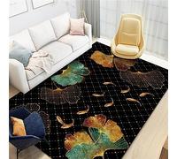 ZXGGASG Vintage Turquoise Ginkgo Leaves Area Rug Non Slip Carpet for Bedroom and Kitchen 3D Printed Soft Polyester Material Easy to Clean Multicolor with Octopus Feet Stylish Floor Mat