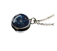 ZXGGASG ZZHYGM Silver for Men and Women, Solar System Universe, Space, Moon, Sun, Earth, Planet Necklaces, TwoASided Glass Necklace, Pendant