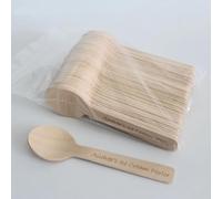 ZXH Mini cucharas agitadoras de madera personalizadas grabadas con láser para helado, pasteles, postres, pequeñas cucharas de café biodegradables, cucharas de té, abedul ecológico (50 unidades)