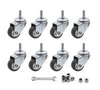 ZXHAO - 8 ruedas giratorias de 1 pulgada para carrito de compras pequeño, ruedas de carretilla sin ruido, TPE M6 x 15 mm, capacidad de carga de 64 kg