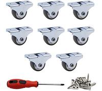 ZXHAO - Paquete de 8 ruedas rígidas fijas no giratorias de 1 pulgada con placa superior de metal, ruedas TPE sin ruido para muebles, capacidad total de 141