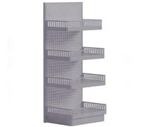 ZXHKZDX Estantería Metálica De Pared De 4 Niveles, Paneles De Pared De Pie, Ganchos Resistentes Tableros Perforados, Kit Combinado para Taller Oficina Manualidades Garaje(Gray)