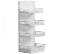 ZXHKZDX Estantería Metálica De Pared De 4 Niveles, Paneles De Pared De Pie, Ganchos Resistentes Tableros Perforados, Kit Combinado para Taller Oficina Manualidades Garaje(White)