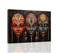 ZXHYWYM Máscaras africanas arte de pared vintage tribal pintura negra impresiones artísticas africanas de cultura tradicional africana, lienzo afroétnico, cuadros afroamericanos enmarcados (negro, 30