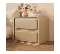 ZXiangguiOU-2025 Mesita de Noche Mesita de Noche Estilo Crema Madera, mesita Sencilla Dos cajones, Color sólido, Mueble, Almacenamiento Gran Capacidad(Beige,Medio)