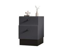 ZXiangguiOU-2025 Mesita de Noche Mesita de Noche Madera pequeña for Dormitorio Invitados, Color Gris Oscuro, con un Lateral Estrecho y Armario Sencillo(Medio)