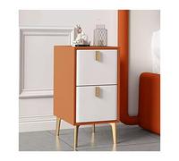 ZXiangguiOU-2025 Mesita de Noche Mesita de Noche Moderna con diseño Cuero Artificial, mesita Delgada, Mesa Auxiliar, Patas Metal, for el hogar, apartamento, Dormitorio (Naranja+Blanco)(L25xD36xH52cm)