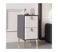 ZXiangguiOU-2025 Mesita de Noche Mesita de Noche Moderna, Mesa Auxiliar Cama Estrecha con cajón Almacenamiento, Madera y Metal for Dormitorio apartamento en casa, Gris + Blanco(L25xD36xH52cm)