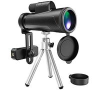 ZXIANGZ Monocular portátil pequeño, Resistente al Agua IPX7, 12x50, con Lente de Prisma BAK4, monocular portátil pequeño con Adaptador para teléfono Inteligente y trípode para