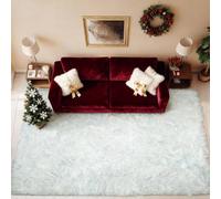 ZXIAOHUI Alfombra de Salón 60 x 90 cm No Se Desprenden, Lavable hasta 30 Grados, Antideslizante, Fluffy, Muy Suave, Alfombras Salon Grandes, Alfombra Suave, para Dormitorio, Sala de Estar, Blanco