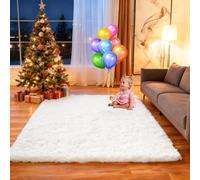 ZXIAOHUI Alfombra Grande Salon 90 x 200 cm Antideslizante, Fluffy, Muy Suave, No Se Desprenden, Lavable hasta 30 Grados, Alfombra de Pelo Largo, Alfombras Moderna, Adecuado para Interiores, Blanco
