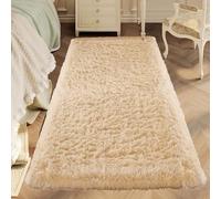 ZXIAOHUI Alfombra Pelo Largo 190 x 360 cm No Se Desprenden, Lavable hasta 30 Grados, Antideslizante, Fluffy, Muy Suave, Alfombras Salon Grandes, Alfombra Suave, para Dormitorio, Sala de Estar, Beige