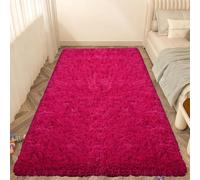 ZXIAOHUI Alfombra Salon 260 x 420 cm No Se Desprenden, Lavable hasta 30 Grados, Antideslizante, Fluffy, Muy Suave, Alfombras Salon Grande, Alfombra Peluda, para Sala de Estar, Dormitorio, Rosa Roja