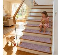 ZXIAOHUI Alfombras de Escalera 36 x 88 cm 100% Poliéster, Dorso TPE, Recortables y Reutilizables, Antideslizante Amortigua Sonidos, 5 X Alfombra Peldaños Adhesivos, Alfombrillas de Escalera, A