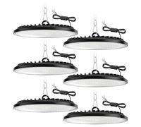 ZXICH 200W UFO LED de alta luz de la bahía,20000LM, 6000K blanco frío lámpara de taller,IP65 impermeable LED Iluminación Comercial para Garaje Fábrica Taller(6 Pack,200W)