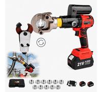 ZXINXIN Kit Crimpadora Hidráulica & Cortacables, Pinza de Crimpar a Batería | 16-300 mm², 11 Matrices, Cabezal Giratorio, Corte de Cable Cobre Aluminio y Armado, con Maletín
