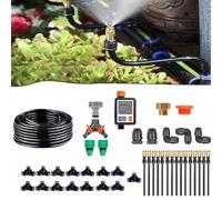ZXINXIN Kit de riego por Goteo automático, Siste-ma enfriamiento nebulización jardín Flexible y Ajustable 360° con boquillas latón, línea para jardín, césped, Plantas parterres. 30m/98.5ft+Timer