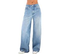 ZXINXIN Pantalones Vaqueros de Pierna Ancha para Mujer, Pantalones Vaqueros Holgados, Pantalones Rectos Sueltos de Cintura Alta y Ropa de Calle para niña,XL,Blue