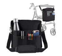 ZXJDP Bolsa Universal Para Andador Con Soporte Para Vasos De Agua, Cestas Duraderas Para Andador, Lavable A Máquina, Bolsa De Accesorios Para Sillas De Ruedas Con Dos Correas Ajustables, Color Negro