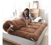 ZXLVCU Thick Fluffy Floor Futon Mattress, Futon Plegable Tatami Japones Reversible, Lana de Cordero Colchón de Dormitorio (90x200cm,Brown)