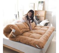 ZXLVCU Thick Fluffy Floor Futon Mattress, Futon Plegable Tatami Japones Reversible, Lana de Cordero Colchón de Dormitorio (90x200cm,Khaki)