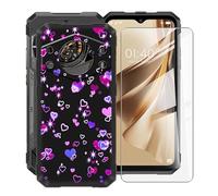 ZXLZKQ Funda para Cubot Kingkong AX (6.58 ") + Cristal Templado Película, Ultrafina Antichoque X Antiarañazos Negro Suave Silicona TPU Case Carcasa para Cubot Kingkong AX - Burbujas de Amor