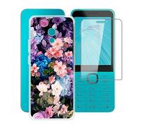 ZXLZKQ Funda para Nokia 235 4G 2024 (2.80 ") + Protector de Pantalla Cristal Templado, Funda de Silicona Suave Ultrafina Anti-rasguños TPU Carcasa Case para Nokia 235 4G 2024 - Pared de Flores