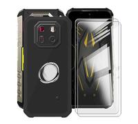 ZXLZKQ Funda para Ulefone Armor 22 (6.58 ") con 2 Piezas Cristal Templado + 360° Rotación Anillo Soporte, Negro Suave Silicona Case Anti-Arañazos TPU Carcasa para Ulefone Armor 22
