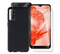 ZXLZKQ Fundas + Protector de Pantalla para TCL 205 (6.22 Pulgadas), Negro Suave Silicona Case Cover TPU Carcasa Caso con Cristal Templado para TCL 205 - Black