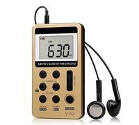 ZXNQ Radio Portatil Pequeña Am FM, batería Recargable y Botones de Bloqueo para Correr, Caminar, Viajar,Rojo