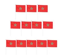 Zxpjkyu 12 Piezas Banderas de Mano Banderines para Fiestas Nacionales Banderas para Decorar Insignias Patrias de Poliéster Material Impermeable, Marruecos